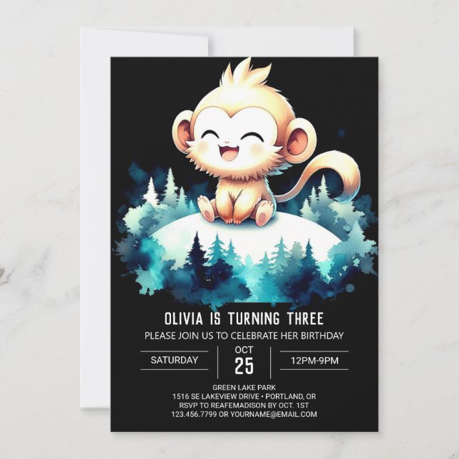 Invitation Anniversaire du singe en ligne (Devant)