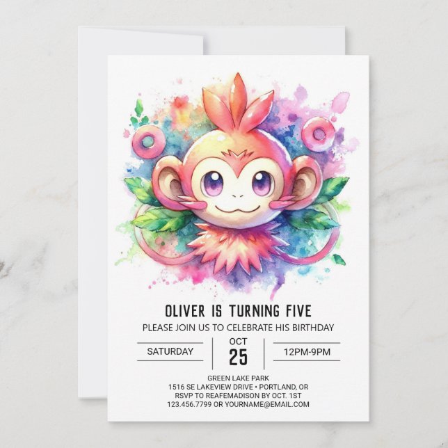 Invitation Anniversaire du singe en ligne moderne (Devant)