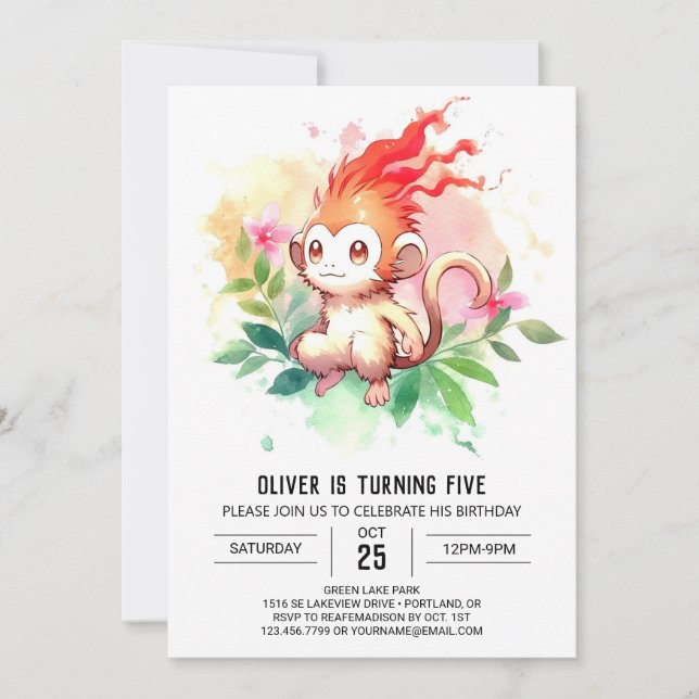 Invitation Anniversaire du singe enchanté en ligne (Devant)
