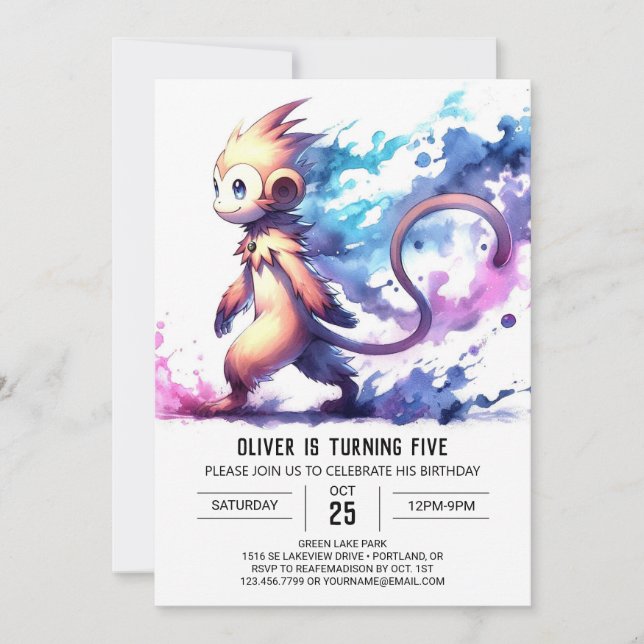 Invitation Anniversaire du singe géant numérique (Devant)