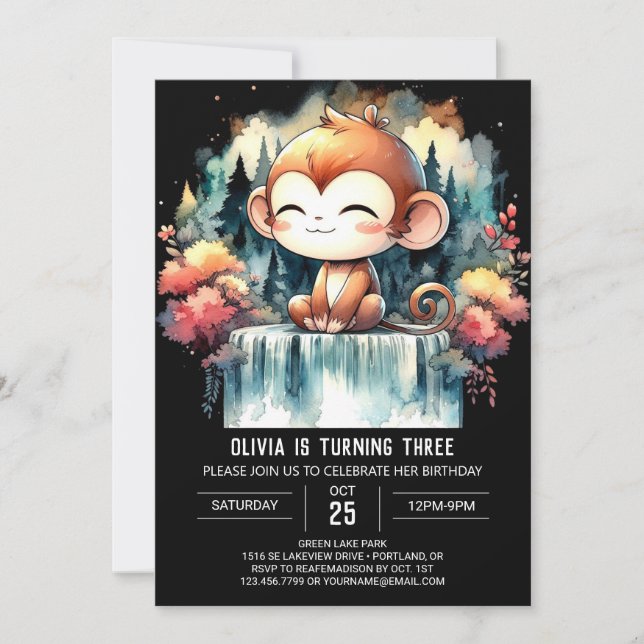 Invitation Anniversaire du singe moderne (Devant)