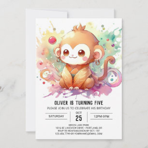 Invitation Anniversaire du singe moderne modifiable