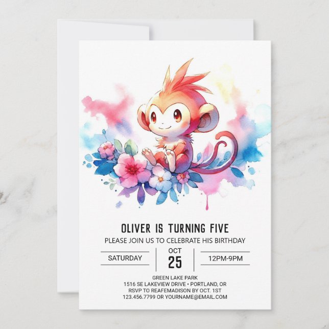 Invitation Anniversaire du singe numérique de Bohême (Devant)