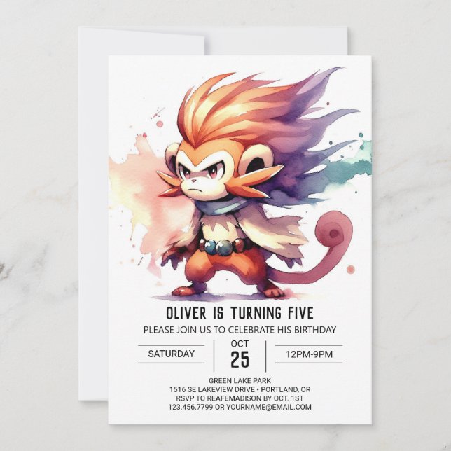 Invitation Anniversaire du singe personnalisé enchanté (Devant)