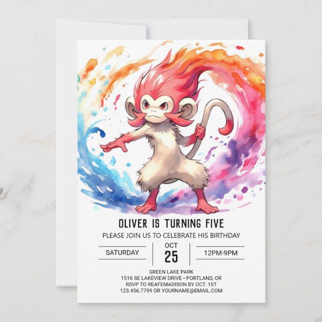 Invitation Anniversaire du singe personnalisé moderne (Devant)