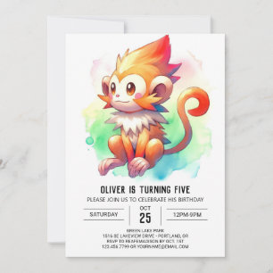 Invitation Anniversaire du singe rustique bohème