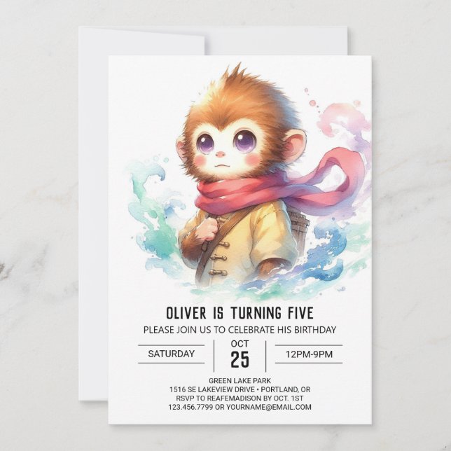 Invitation Anniversaire du singe rustique moderne (Devant)