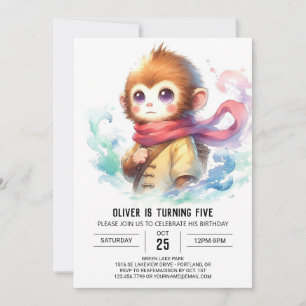 Invitation Anniversaire du singe rustique moderne