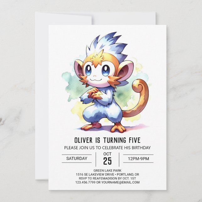 Invitation Anniversaire du singe rustique pour enfants (Devant)