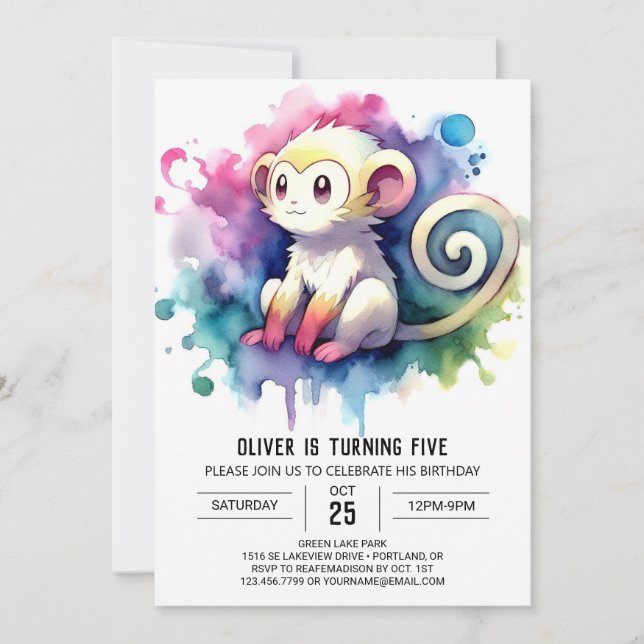Invitation Anniversaire du singe rustique pour enfants (Devant)