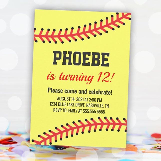 Invitation Anniversaire du softball simple (Simple Softball Birthday Invitation)