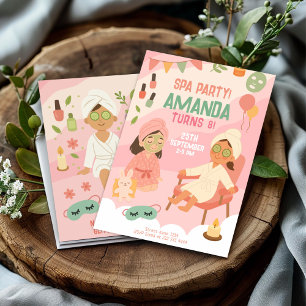 Invitation Anniversaire du Spa rose mignon Pastel