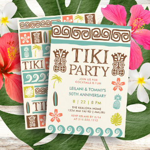 Invitation Anniversaire du Surf de plage tropical de Tiki Par