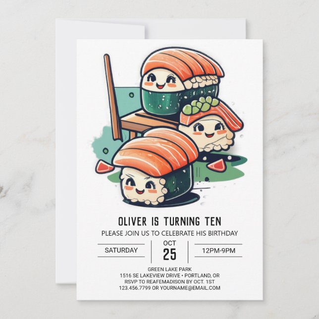 Invitation Anniversaire du Sushi moderne (Devant)