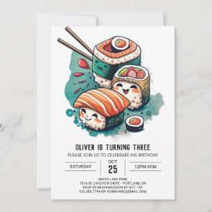 Invitation Anniversaire du Sushi Whimsical