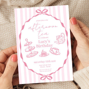 Invitation Anniversaire du Thé de l'après-midi   Tea Party ro