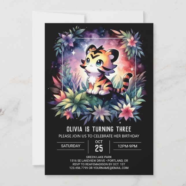 Invitation Anniversaire du tigre adorable (Devant)