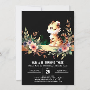 Invitation Anniversaire du Tigre Adorable Pastel