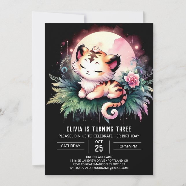 Invitation Anniversaire du tigre boisé moderne (Devant)