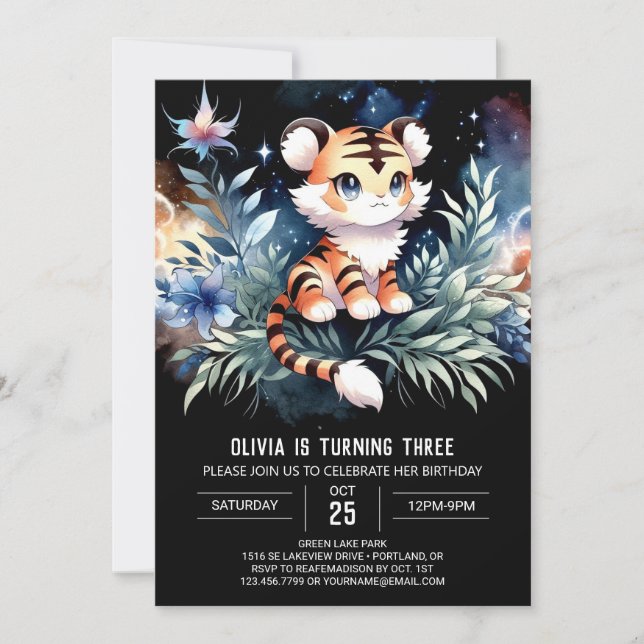 Invitation Anniversaire du tigre de la jungle moderne (Devant)