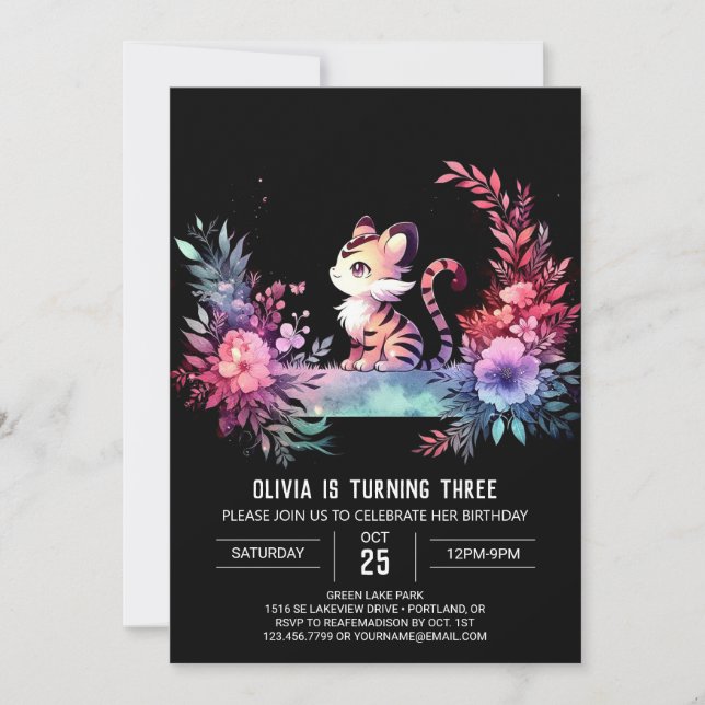 Invitation Anniversaire du Tigre Fun Modern (Devant)