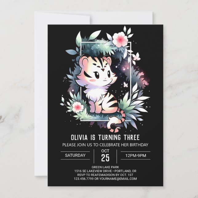 Invitation Anniversaire du tigre gravé (Devant)