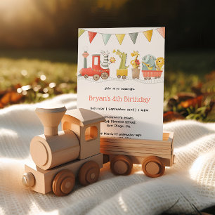 Invitation Anniversaire du train d'animaux musicaux