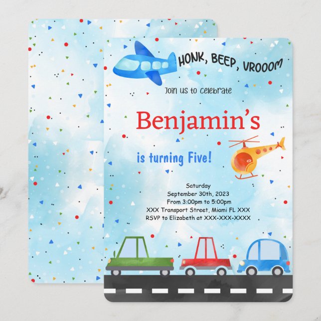 Invitation Anniversaire du transport (Devant / Derrière)