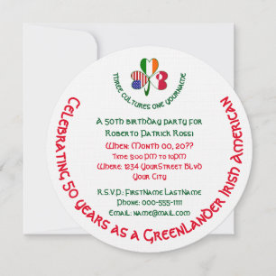 Invitation Anniversaire du Trèfle Américain Irlandais Groenla
