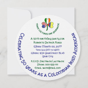 Invitation Anniversaire du Trèfle Irlandais Américain Colombi