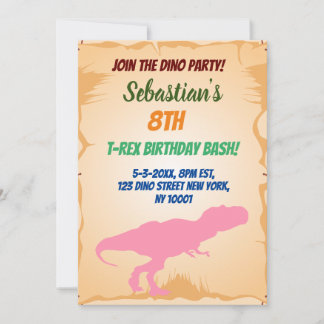 Invitation Anniversaire du tyrannosaurus du jurassique préhis