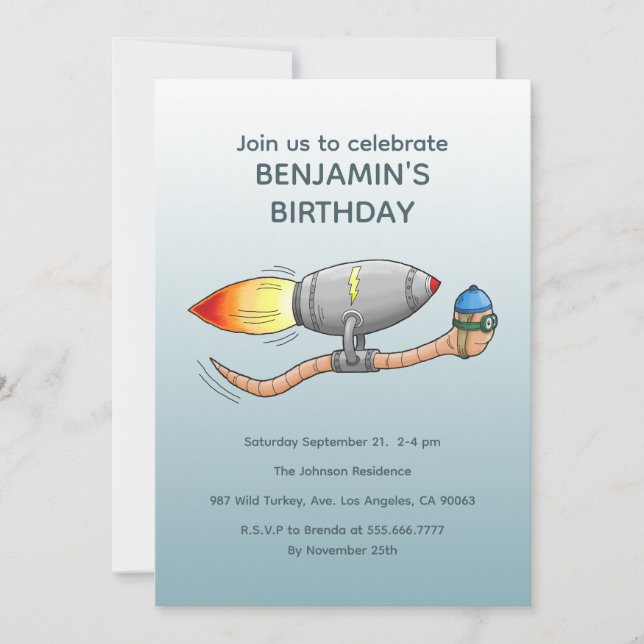 Invitation Anniversaire du ver Rocket Speedy (Devant)