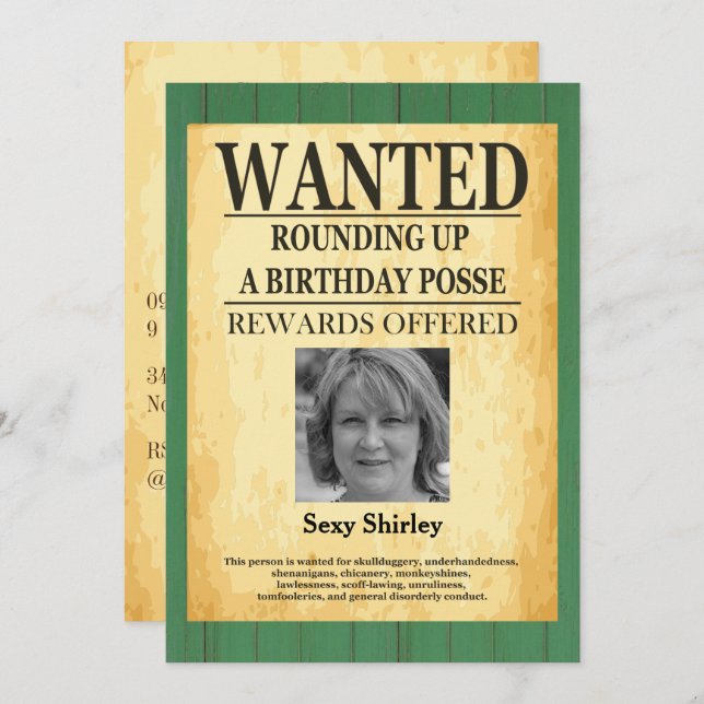 Invitation Anniversaire du Vieux-Ouest Recherché Femmes 🤠 50 (Devant / Derrière)