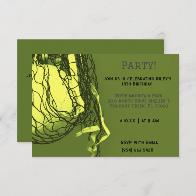 Invitation Anniversaire du volley-ball jaune (Devant / Derrière)