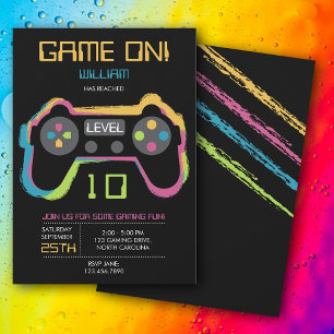 Invitation Anniversaire d'un adolescent joueur de jeux vidéo