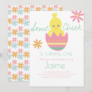 Invitation Anniversaire d'un an de Pâques pour Chick Easter