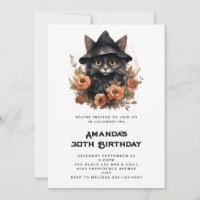 Anniversaire d'un Chat Noir Mignon avec un Chapeau