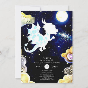 Invitation Anniversaire d'un dragon simple et radieux