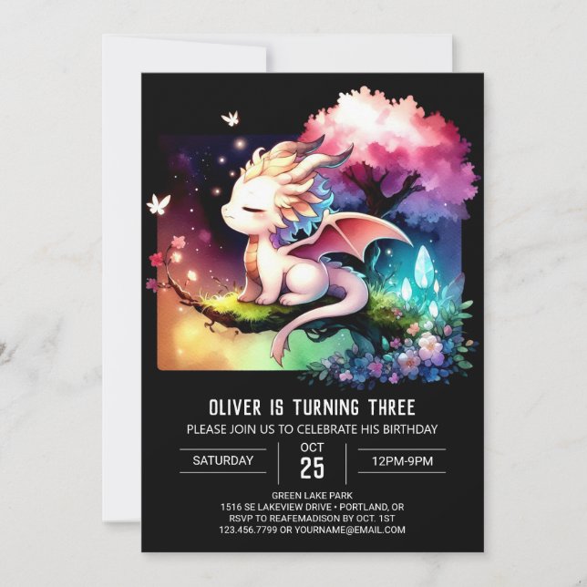 Invitation Anniversaire d'un dragon sur mesure (Devant)