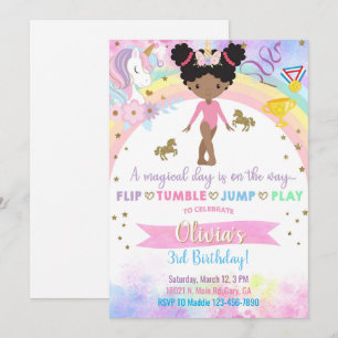 Invitation Anniversaire d'une fille afro-américaine de gymnas
