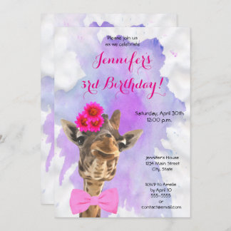 Invitation Anniversaire d'une fille d'un animal sauvage de la