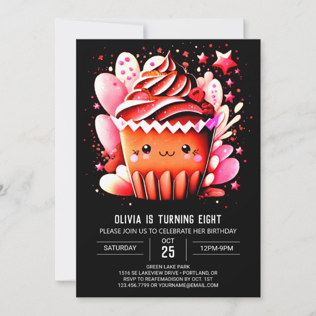 Invitation Anniversaire d'une jeune fille au chocolat enchant (Devant)