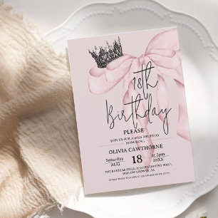 Invitation Anniversaire Dusty Pink 18 ans ⎮Fête au Nœud Royal