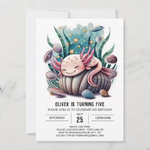 Invitation Anniversaire Editable Axolotl