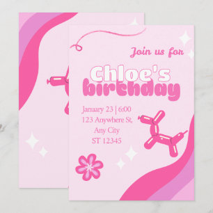 Invitation anniversaire editable rose mignonne