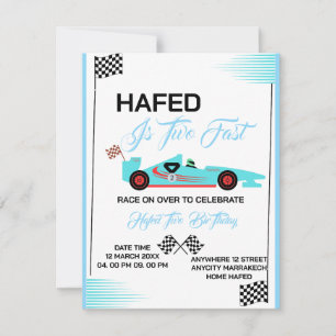 Invitation anniversaire Editable TWO FAST, voiture