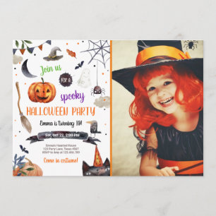 Invitation Anniversaire Éffrayant de la sorcière Citrouille d