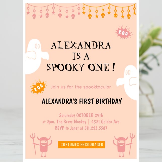 Invitation Anniversaire effrayant de Spookie pour son premier (Spooktacular-Spookie-one-Halloween-1st-birthday-Invitation-1)