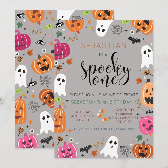Invitation Anniversaire éffrayant d'un Halloween (Devant / Derrière)