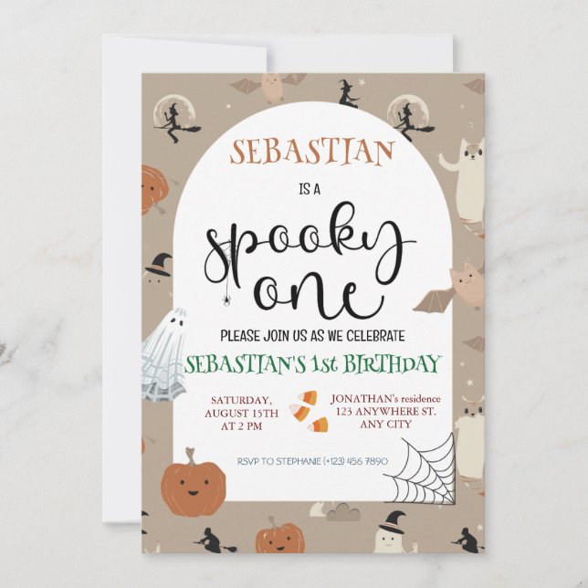 Invitation Anniversaire éffrayant d'un Halloween (Devant)